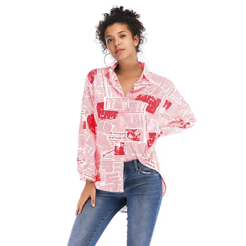 Blusa de manga larga holgada para primavera 2020 camisa con estampa.. Blusa de manga larga holgada para primavera 2020 camisa con estampa..