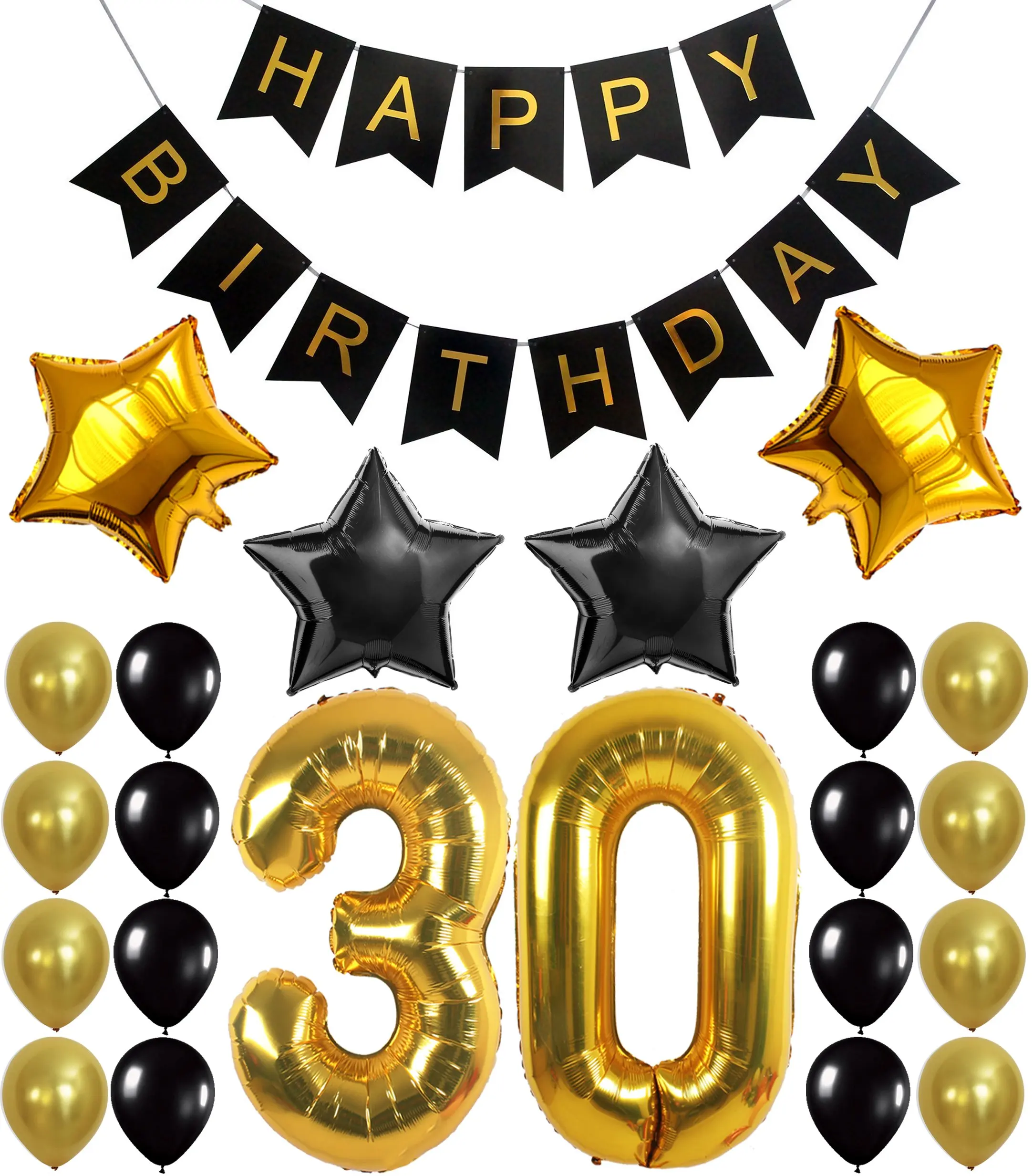 Buy 30th BIRTHDAY PARTY DECORATIONS KIT - Happy Birthday Banner, 30th ...
