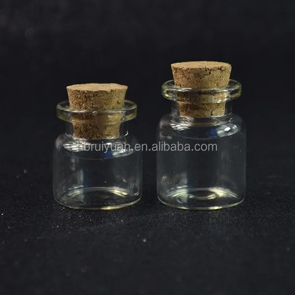 Small Clear Decorative Glass Vial Jar Bottle 7ml With Cork Stopper