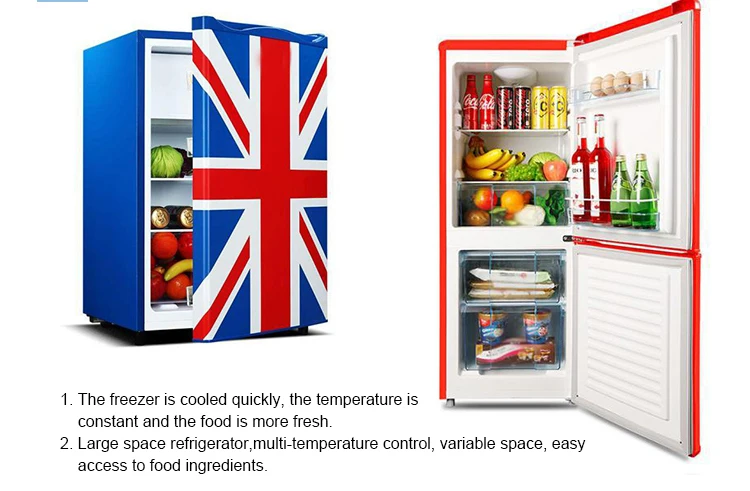 High Efficiency Double Door Refrigerator Retro