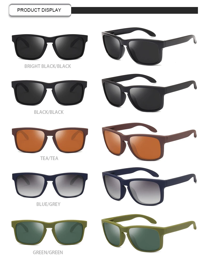 2019 square plastic frame sunglasses polarized cheap male driving custom sunglasses