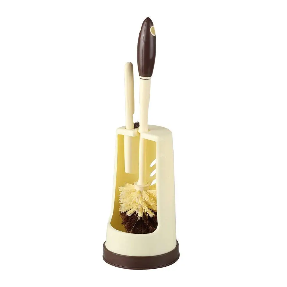 Toilet Brush and Holder Modern Design Longer Brush and Heavy Enough Grips Deep Clean Brush Set for Bathroom Toilet