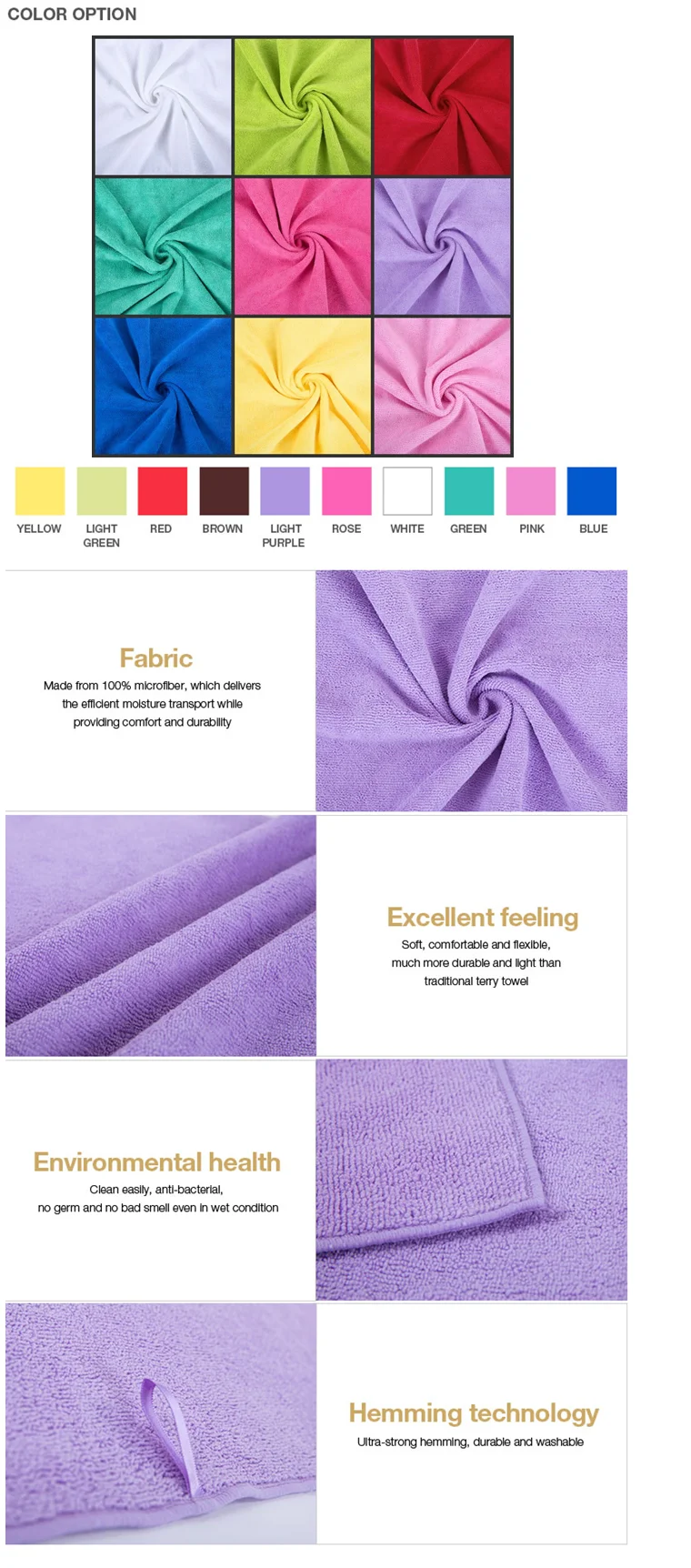Hot Selling Microfiber Terry Towel 100 Polyester /80polyester And 20