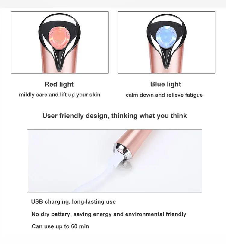 Face Massager Dark Circle Anti Aging Puffiness Ionic Vibrating Pen Device Red Light Beauty Instrument Eye Therapy
