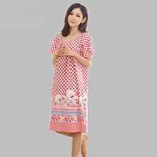 Loose large size nightgowns for women long cartoon girls nightwear nightdress cotton and silk sleepshirt summer dress Q623