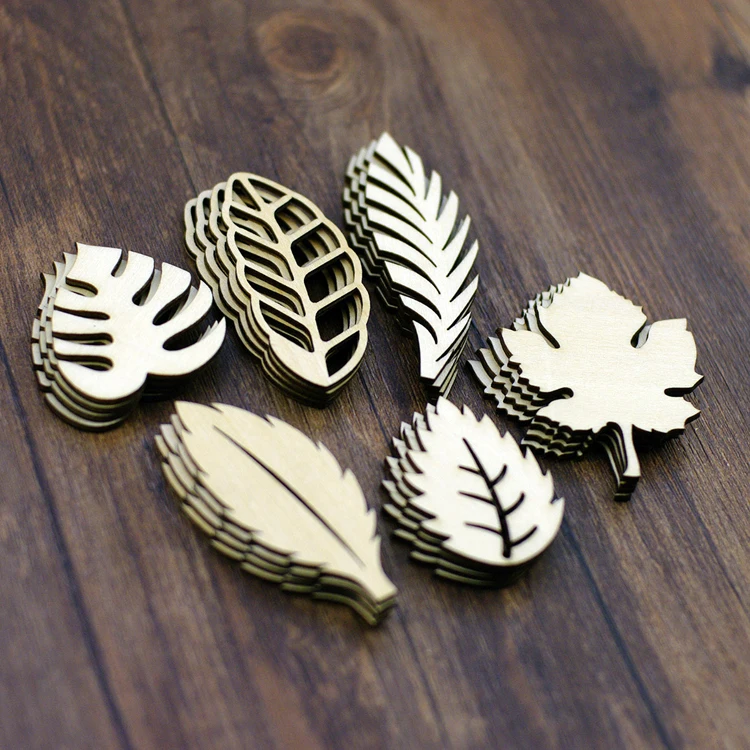 Wholesale Laser Cut Wooden Craft Leaves Die Cut Embellishments For Diy Handicraft Wood