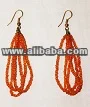 Orange Maasai Beaded Earrings - Kenya