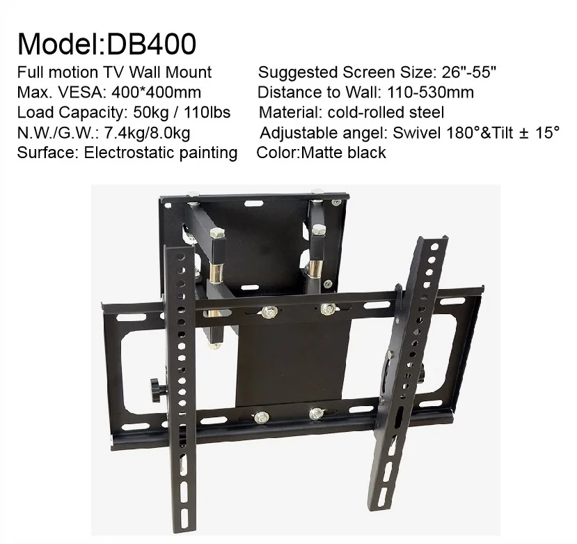 Folding Tv Stand With 180 Degree Swing Arm Metal Led Tv Wall Mount Bracket For 14 To 47 Inches Buy Led Tv Wall Mount Bracket 180 Degree Swing Arm Metal Tv Wall