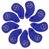 Custom Made Embroidery Logo 9pcs golf club set Blue Mesh Golf Iron Headcover