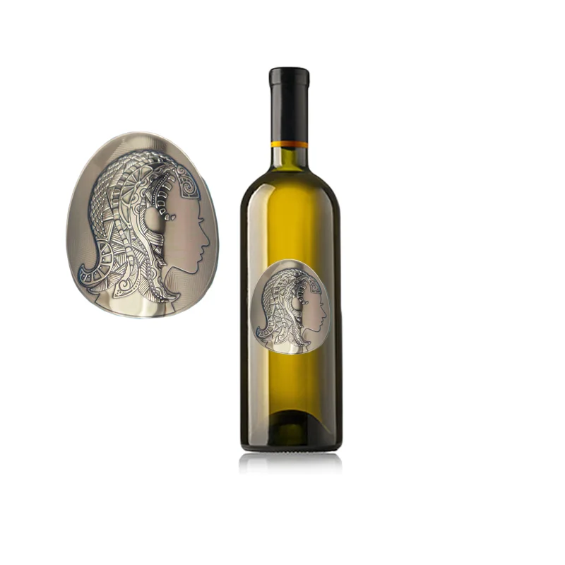 2020 Private Custom 3d Embossed Metal Bottle Label Whiskey Wine Sticker
