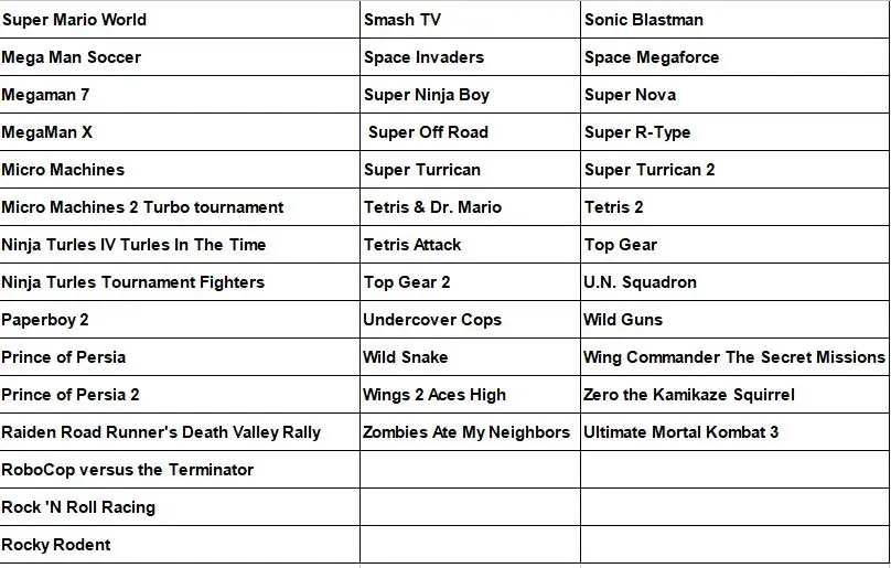 Super 100 in 1 multi games for snes cartridge