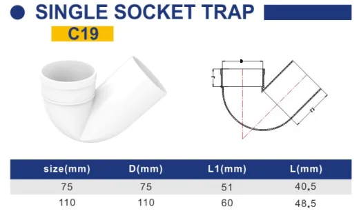 Environmental Friendly White Pvc Single Socket Trap Pvc Pipe And