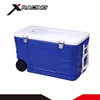 Promotion 52L portable rotational plastic storage ice chest case / cooler box with wheels