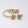 Handmade Indian gold plated jewelry, engrave flower broad latest gold bangle designs, fashion bangle