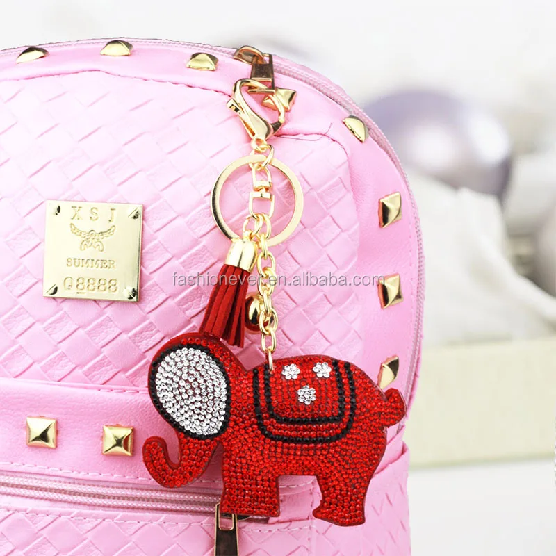 Handmade Elephant Charms Keyring Crystal Bag Pendant Key Handmade Elephant Charms Keyring Crystal Bag Pendant Key Chain Keychain Bling Handbag Accessories Rhinestone Initial Keychains