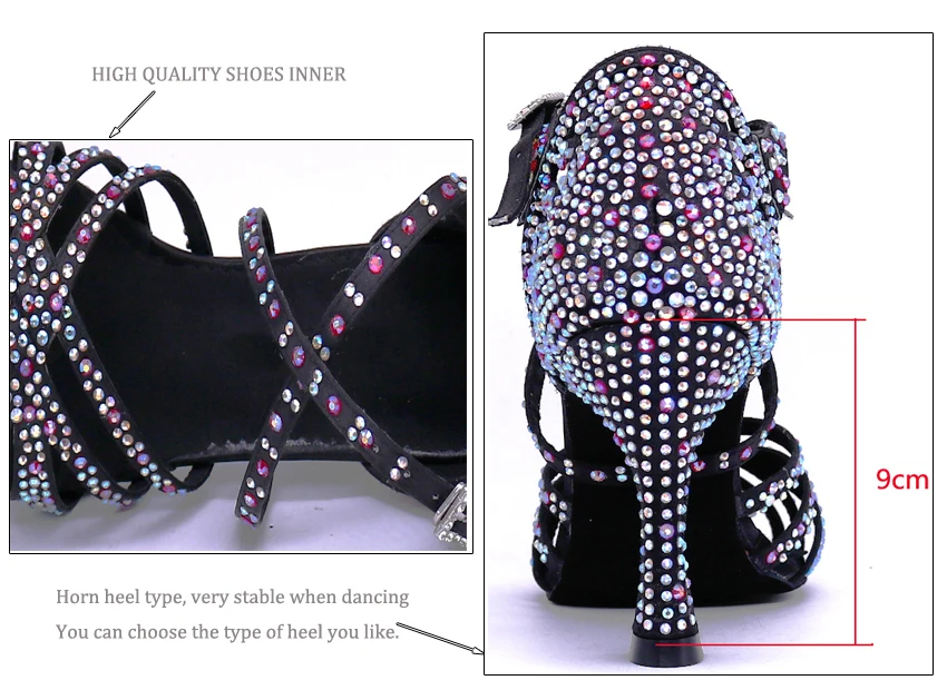 Women Fashion Shoes Salsa Dance Party  Women Latin Dance Shoes Big Small Rhinestone Brilliant Shoes