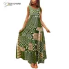 GC-66863006 Wholesale New Design Crew Neck Sleeveless Summer Printed Casual Women Long Dresses