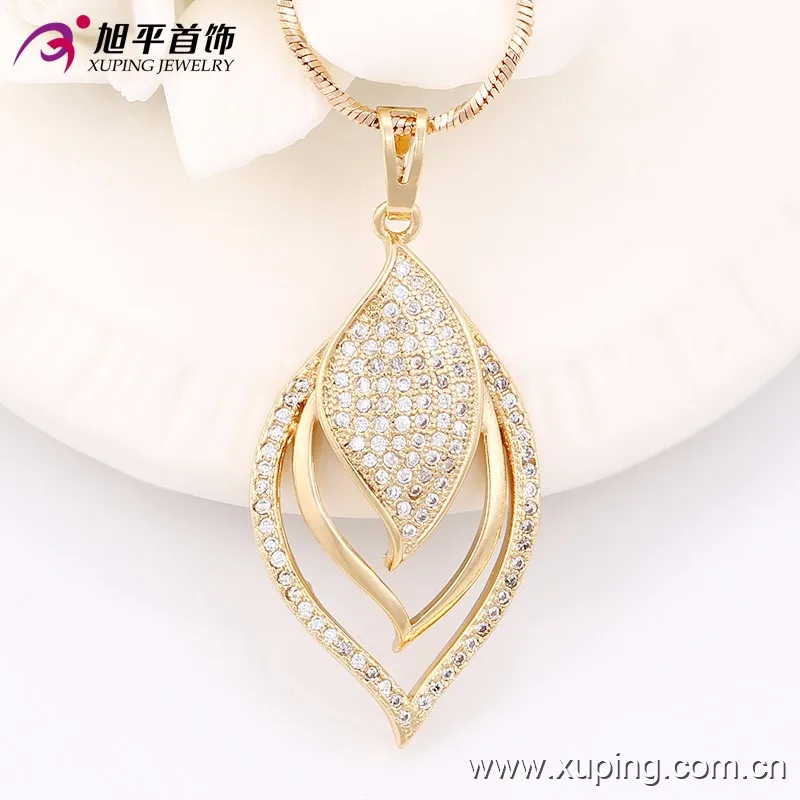 63558 Xuping hot sale Ladies fashion diamond leaf design gold jewelry set