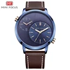 MF 0035 G MINI FOCUS Fashion Men Leather Watch Two dials all can working Sports Quartz watch Men Business Clock