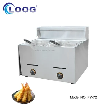Double Tank Lpg Gas Deep Fryer Countertop Mobile Fryer For Food