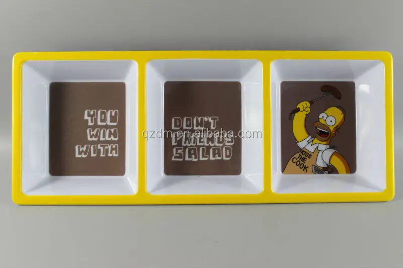 melamine divided plate 3- section plate dried fruit dish