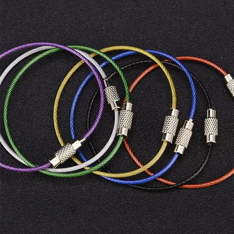 Stainless Steel Wire Keychains Heavy Duty Luggage Tags Loops Tag