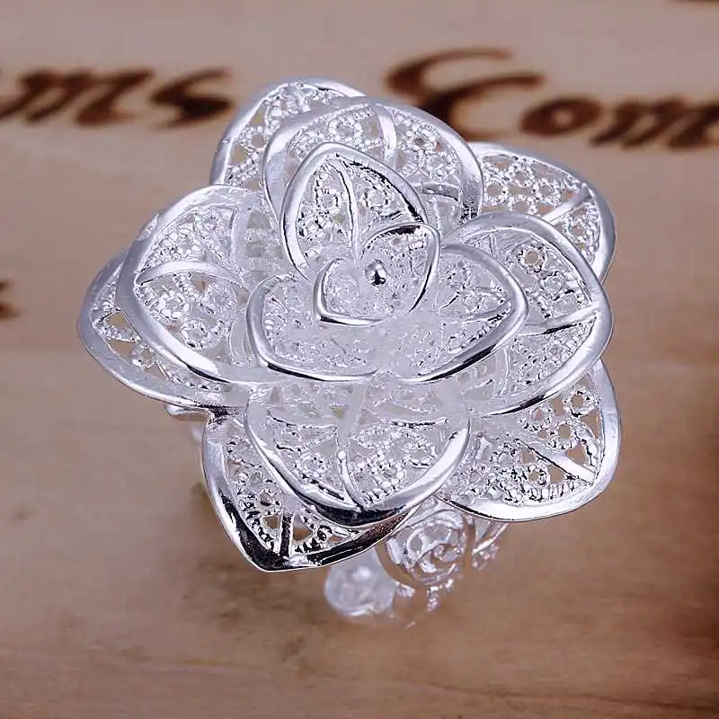 925 чистое серебро ювелирные изделия кольцо модное nice цветок кольцо и SMTR116