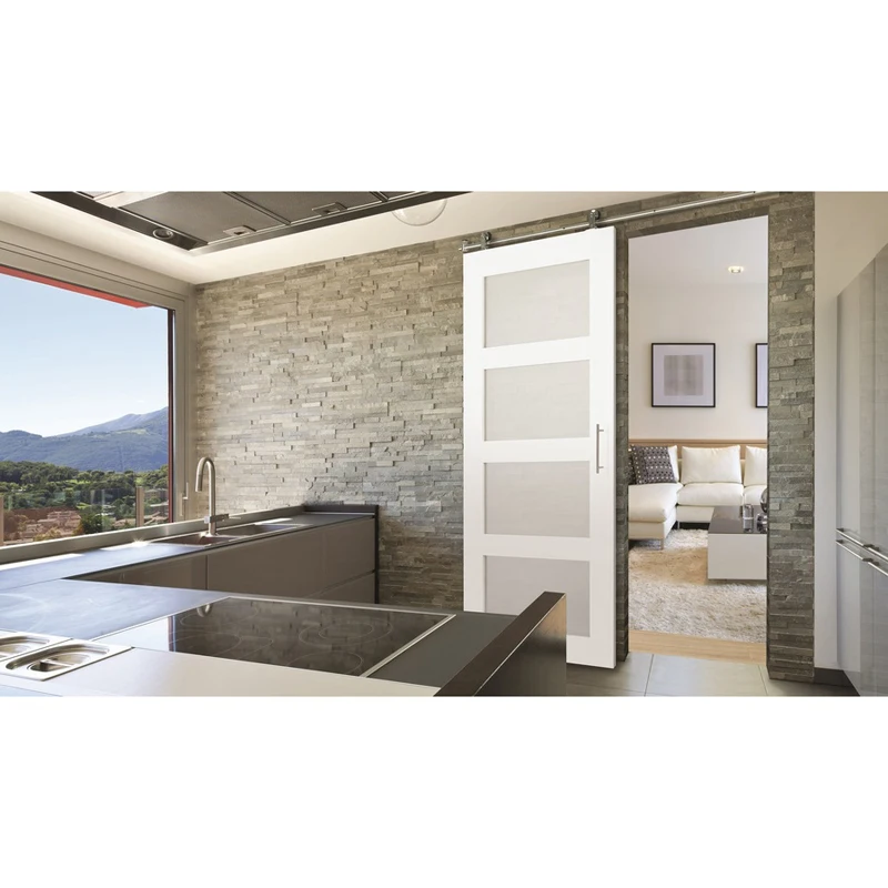 Wholesale 84'' H X 37'' W Modern 4panel Glass Interior Sliding Barn