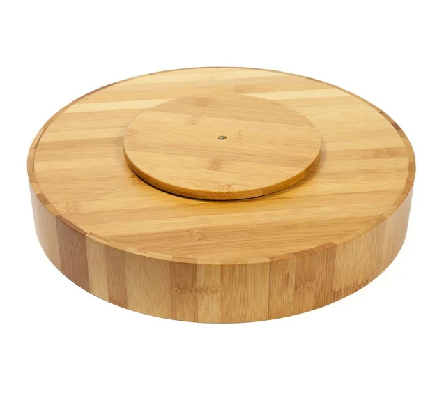 Bamboo Revolving Round Snack Serving Tray With Dividers Supplier Buy