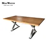 Barnwood stainless steel x base wood dining table