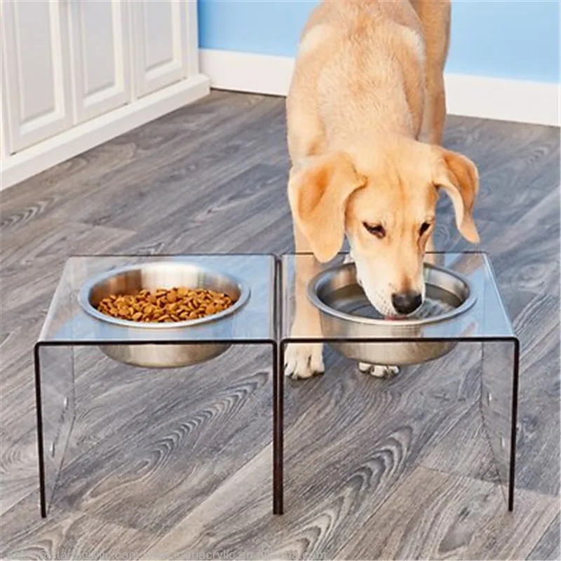 Acrylic Dog Bowl Stand Tall Elevated Dog Bowl Feeder Acrylic Pet Bowl