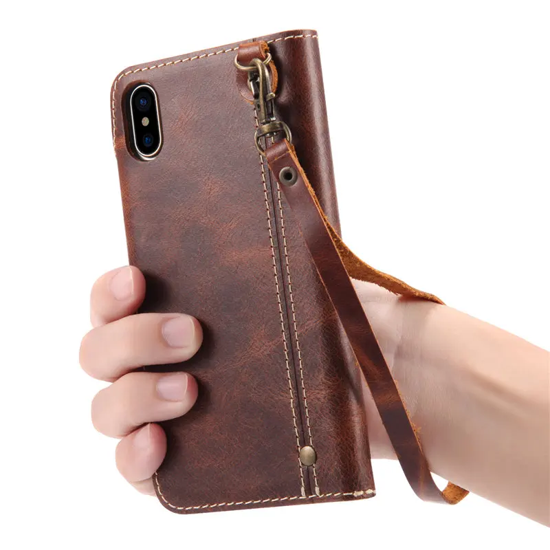 Case de Couro Genuíno para Samsung Capa para Iphone Real Galaxy Note 8 s8 s9 S10 Carteira Flip 11 Pro Max x xs xr 6 s 7 Plus 10 9 10 s10 carteira flip capa para iphone 11