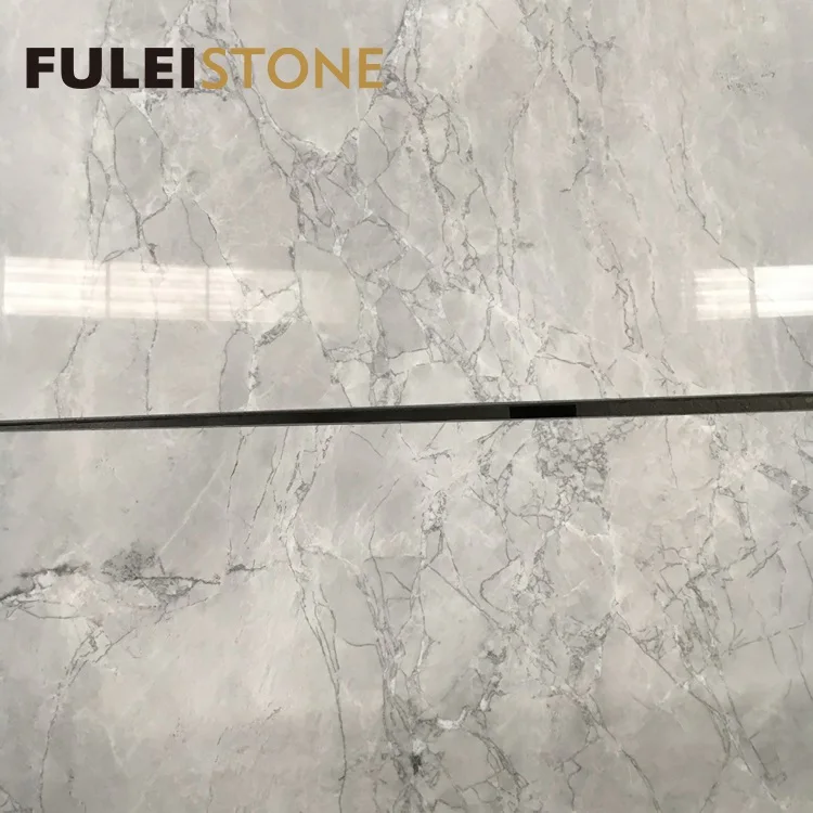 Polished cheap price super white grey quartzite granite marble slabs