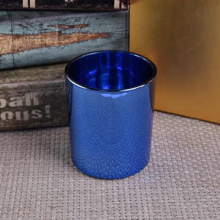 wholesale blue glass electroplated tealight candle holder wedding decor