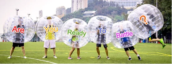 Bottom price tpu 1.5m human inflatable bubble/transparent bumper bubble ball inflatable body zorbing bubble ball