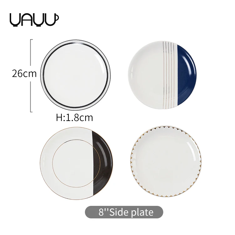 Dubai Ceramic Plate / Hotel Restaurant Porcelain Service White Round