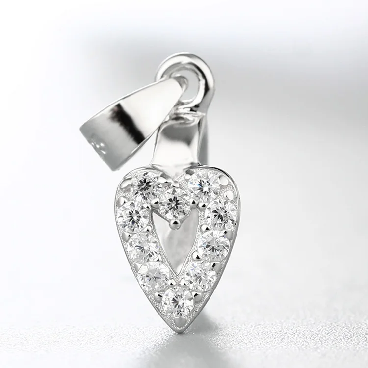 Mode cz pav&eacute; S925 pendentifs coeur pince &agrave; pincement pour la fabrication de bijoux chine fournitures