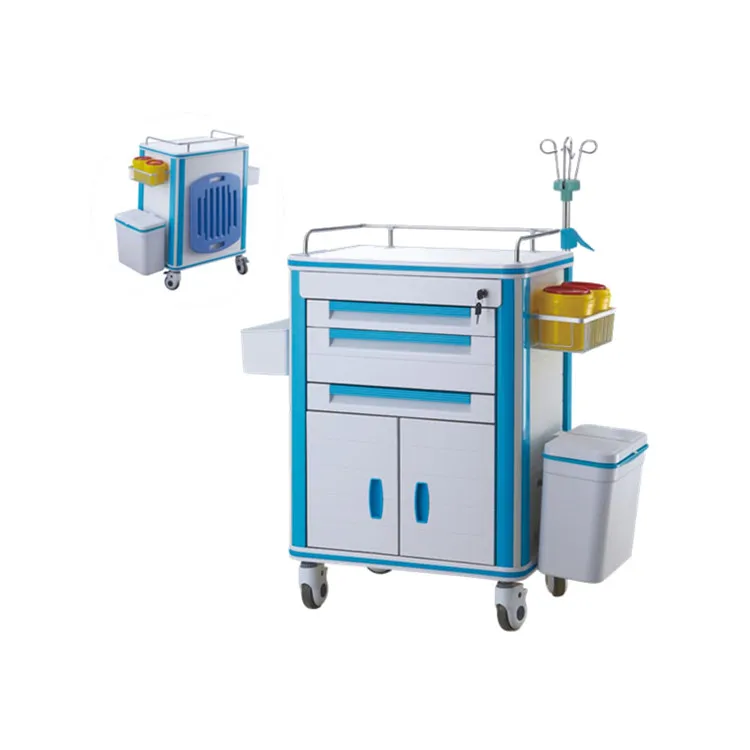 Mobile first aid trolley cart in hospital medical emergency trolley