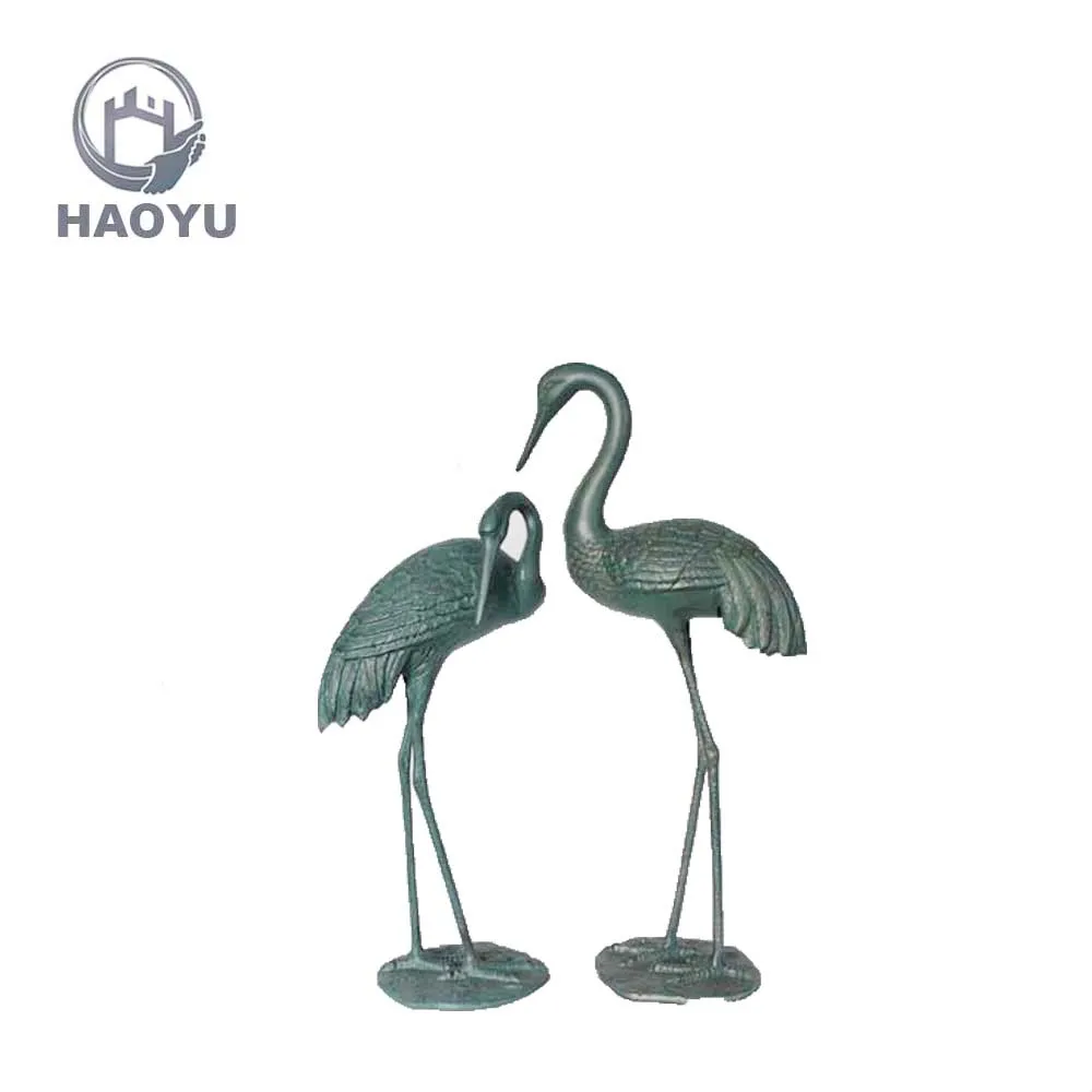Handicraft cast aluminium metal garden decoration metal garden status garden ornament animal crane