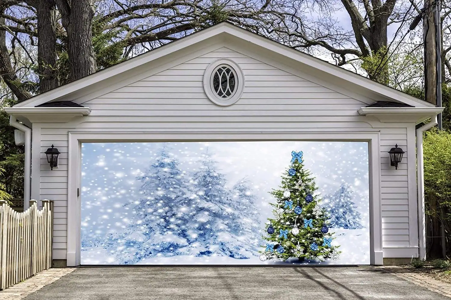 Buy WallTattooHome 3D Christmas Tree Garage Door Covers Banners Outdoor