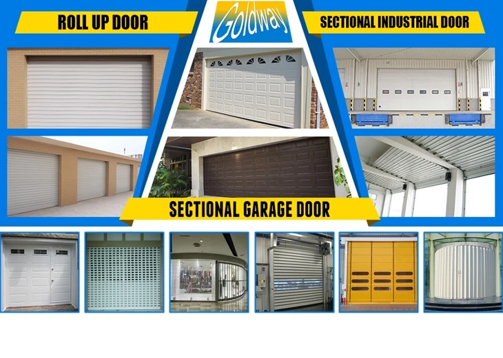 fireproof industrial french sliding sectional garage doors with small door