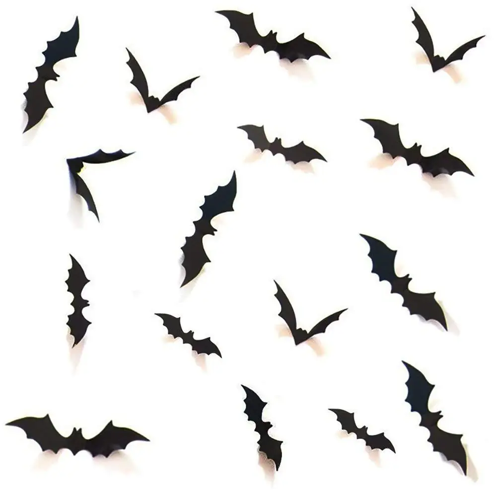 3D DIY Bat Wall Sticker Black Decal Home Party Decoration Halloween 12Pcs 