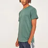 New products pigment dyed green front pocket custom t-shirt