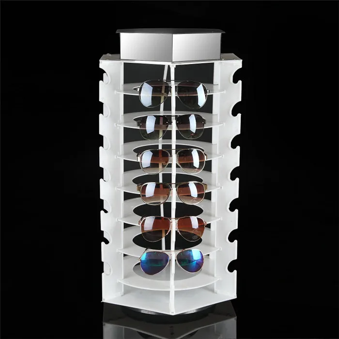 Custom Cheap Fashion White Rotating Sunglasses Display Stand Plexiglass