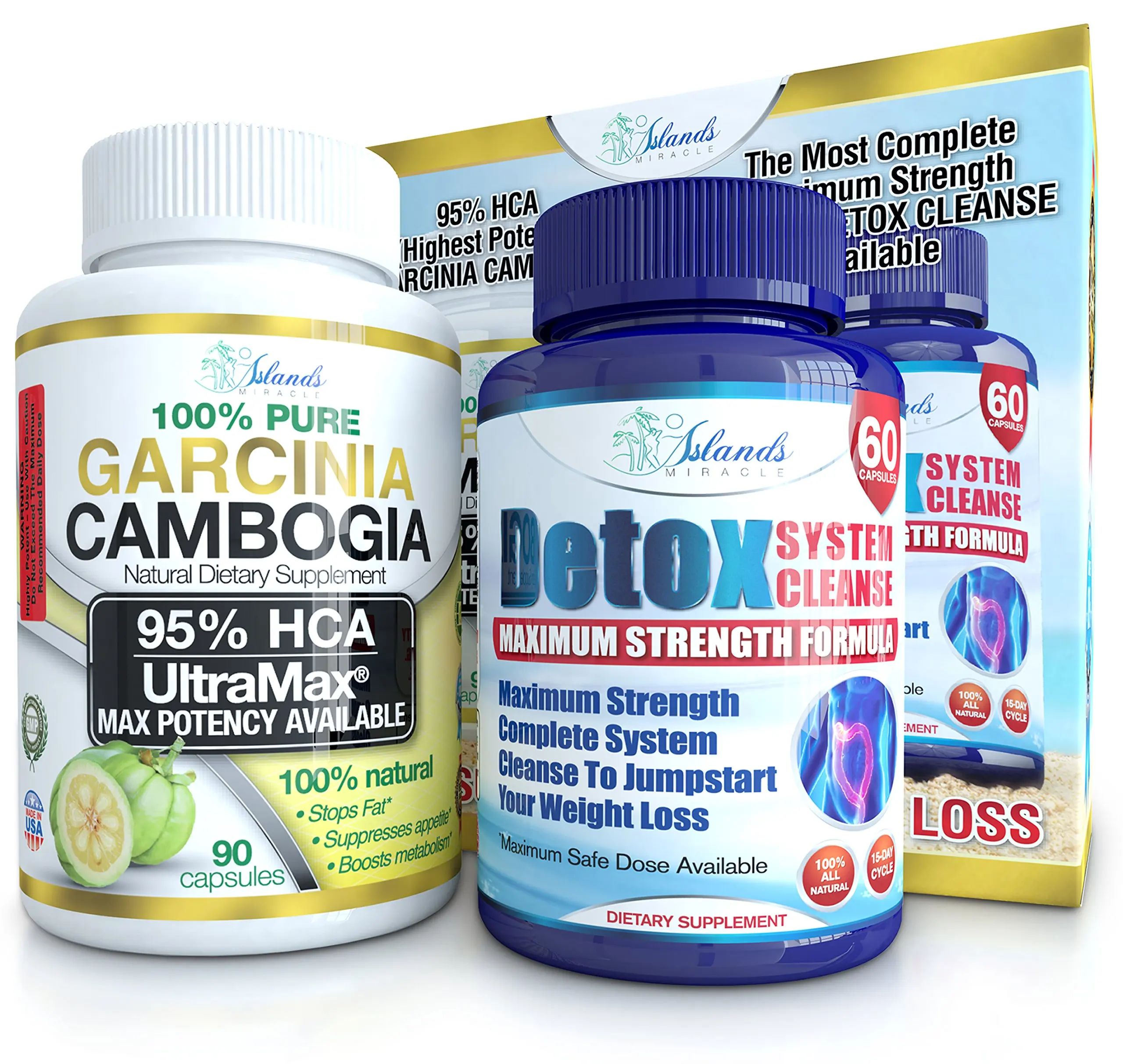 Detox Cleanse Combo Pack To Jumpstart Your Weight Loss - 95% HCA Pure Extra...