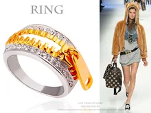 R127 Free Shipping Zinc Alloy Material Silver and Gold Plated Unique Fullfill CZ Diamond Ring Girls