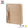 Custom Wooden Cover Embossed Logo ECO Friendly Spiral Notebook With Pen Holder