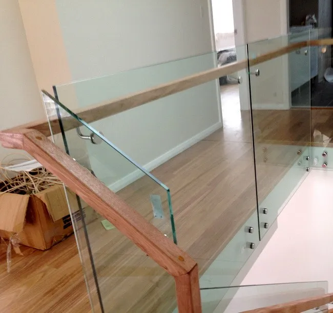 Frameless Glass Rails With Stainless Steel And Timber Handrail - Buy ...