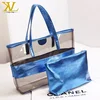 Waterproof Semi-clear Tote Stripe Beach Shoulder Bag, lady bag