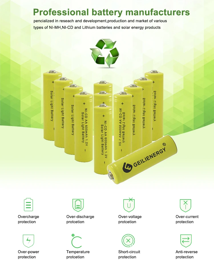 Wholesale 14500 Aa 600mah 1.2v Nicd Rechargeable Battery Nickel